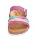 Marken-Rindleder-Pantolette fuchsia-bunt