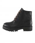 Marken-Rindnappaleder-Stiefelette schwarz