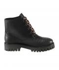 Marken-Rindnappaleder-Stiefelette schwarz