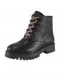 Marken-Rindnappaleder-Stiefelette schwarz