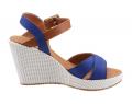 Marken-Sandalette blau-cognac