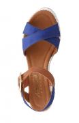 Marken-Sandalette blau-cognac