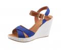 Marken-Sandalette blau-cognac