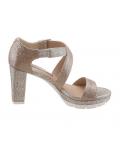 Marken-Sandalette taupe-silberfarben