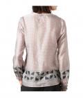 Marken-Seidenbluse ecru-taupe