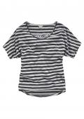 Marken-Shirt grau weiß gestreift Gr. S