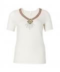 Marken-Shirt mit Perlen creme