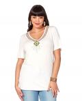 Marken-Shirt mit Perlen creme