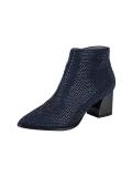 Marken-Stiefelette mit Schmucksteinen blau