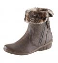 Marken-Stiefelette mit Webpelz taupe used