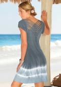 Marken-Strandkleid grau-hellblau