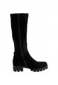 Marken-Stretch-Lederstiefel schwarz Gr. 8 UK