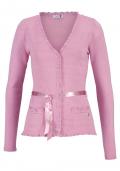 Marken-Strickjacke mit Bindeband rosa