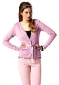 Marken-Strickjacke mit Bindeband rosa