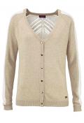 Marken-Strickjacke mit Chiffon beige