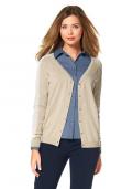 Marken-Strickjacke mit Chiffon beige