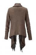 Marken-Strickjacke mit Fransen taupe