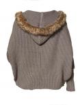 Marken-Strickjacke mit Webpelz sand