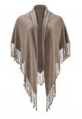 Marken-Strickponcho mit Kaschmir camel