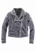 Marken-Sweatjacke mit Strass grau