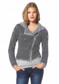 Marken-Sweatjacke mit Strass grau