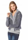 Marken-Sweatjacke mit Strass grau