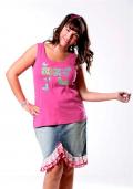 Marken-Top mit Druck und Strass pink