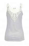 Marken-Top mit Spitze grau-offwhite