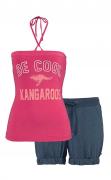 Marken-Top pink + Shorts rauchblau