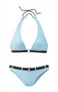 Marken-Triangel-Bikini hellblau-braun