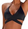 Marken-Triangel-Bikini schwarz C/D-Cup