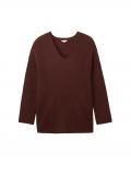 Marken-V-Pullover bordeaux-meliert