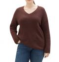 Marken-V-Pullover bordeaux-meliert