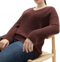 Marken-V-Pullover bordeaux-meliert