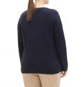 Marken-V-Pullover dunkel blau