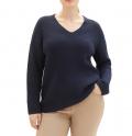 Marken-V-Pullover dunkel blau