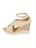 Marken-Veloursleder-Keilsandalette sand