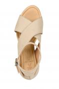 Marken-Veloursleder-Keilsandalette sand