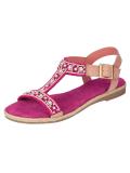 Marken-Veloursleder-Sandalette mit Strass pink