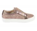 Marken-Veloursleder-Sneaker taupe Gr. 3,5