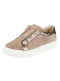 Marken-Veloursleder-Sneaker taupe Gr. 3,5