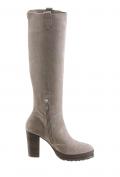 Marken-Veloursleder-Stiefel taupe