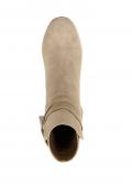 Marken-Veloursleder-Stiefelette beige-goldfarben