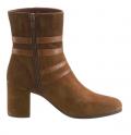 Marken-Veloursleder-Stiefelette haselnuss