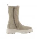 Marken-Veloursleder-Stiefelette sand