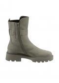 Marken-Veloursleder-Stiefelette taupe