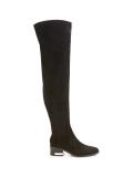 Marken-Velourslederimitat-Overkneestiefel schwarz