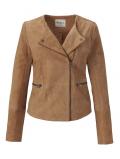 Marken-Velourslederjacke camel