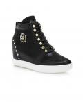 Marken-Veloursledersneaker schwarz