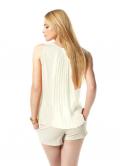 Marken-Wasserfall-Top mit Plissee offwhite